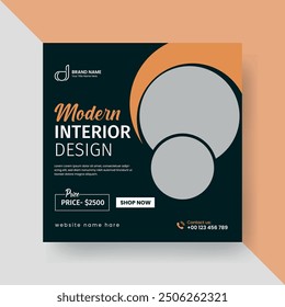 Minimalist Furniture and Home Interior Sale Banner or Social Media Post Template. Layouts for Interior Design