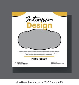 Minimalist Furniture and Home Interior Sale Banner or Social Media Post Template. Layouts for Interior Design