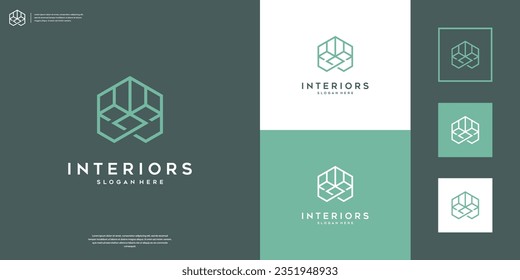 Minimalist furniture interior logo design abstract