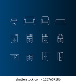 Minimalist furniture line vector icon  set for graphic and web design. Gradient background. 