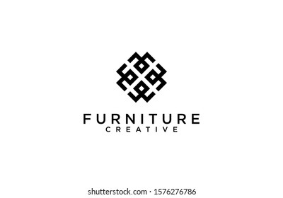 Minimalist furniture logo design vector 