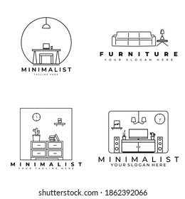 Minimalist furniture logo set vector illustration design