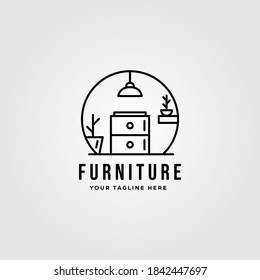 minimalist furniture logo vector illustration design, line art furniture logo