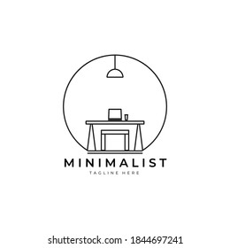 minimalist furniture logo vector illustration design, line art furniture logo