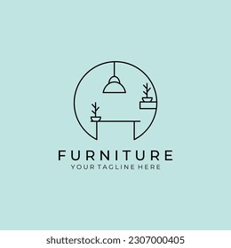 minimalist furniture logo vector illustration design, line art furniture logo