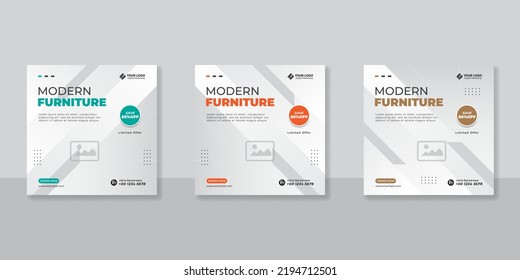 Minimalist furniture sale banner for social media post template