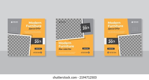 Minimalist furniture sale banner for social media post template