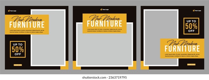 Plantilla de banner de venta de muebles minimalista