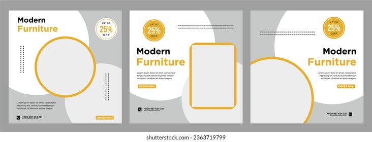 Plantilla de banner de venta de muebles minimalista