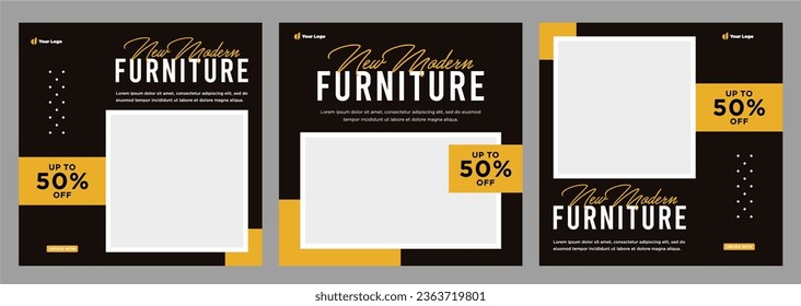 Plantilla de banner de venta de muebles minimalista