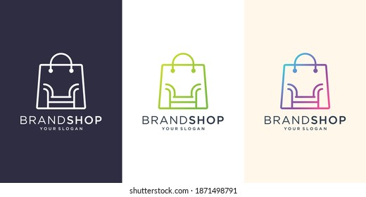 minimalist furniture shop logo vector illustration. modern style,icon for business,luxury shop,fashion,furniture logo,minimalist,slim. premium vector