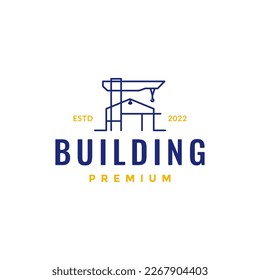 minimalist future architecture structure home crane logo design vector icon