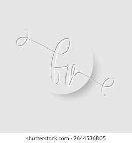 Letra FV monograma minimalista na fonte do script com efeito de recorte de papel 