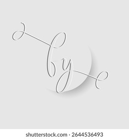 Minimalist FY Letter Monogram in Script Font with Paper Cutout Effect 