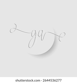 Minimalist GA Letter Monogram in Script Font with Paper Cutout Effect 