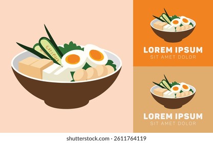 Minimalist Gado Gado Plate Logo with Simple Lines