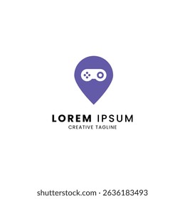 Minimalist game studio logo, game hub, stream game channel logo with game controller and pin map
