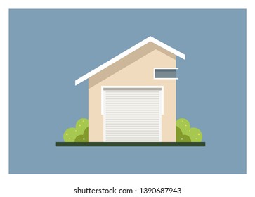 minimalist garage building simple flat illustration