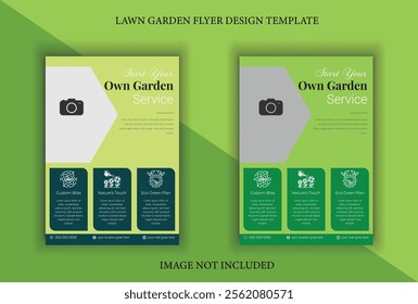 
Minimalist garden service flyer template with eco-friendly colors and clean layout. Designed for promoting organic gardening, backyard landscaping, or seasonal lawn care services. Suitable for small 