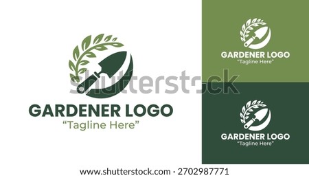 A minimalist gardener logo featuring clean linework and botanical elements for professional gardening and landscaping brands.
