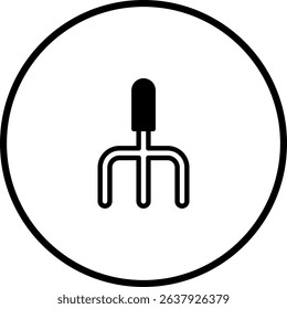 Minimalist Gardening Tool Illustration within a Circular Frame for Simple Design