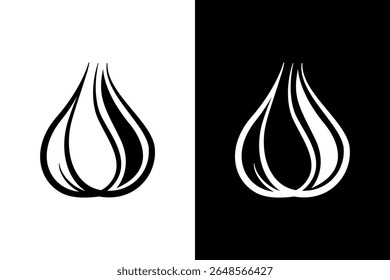 Minimalist Garlic Bulbs Black and White