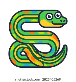 Minimalist garter snake vector icon design.