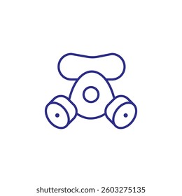 Minimalist gas mask icon in clean line art vector design.