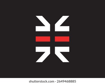 Minimalist Geometric Abstract Arrow Shape with Red Accent Graphic Element