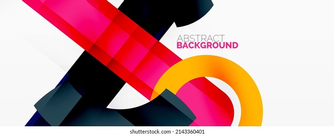 Minimalist geometric abstract background. Lines, circles with shadow effects composition wallpaper design