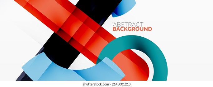 Minimalist geometric abstract background. Lines, circles with shadow effects composition wallpaper design
