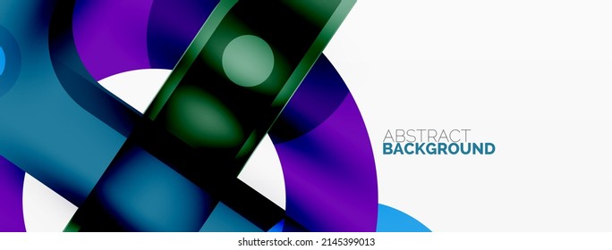 Minimalist geometric abstract background. Lines, circles with shadow effects composition wallpaper design