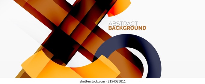 Minimalist geometric abstract background. Lines, circles with shadow effects composition wallpaper design
