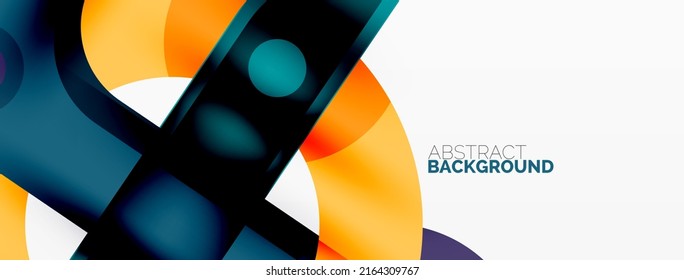 Minimalist geometric abstract background. Lines, circles with shadow effects composition wallpaper design