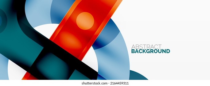 Minimalist geometric abstract background. Lines, circles with shadow effects composition wallpaper design