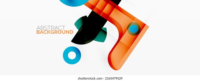 Minimalist geometric abstract background. Lines, circles with shadow effects composition wallpaper design