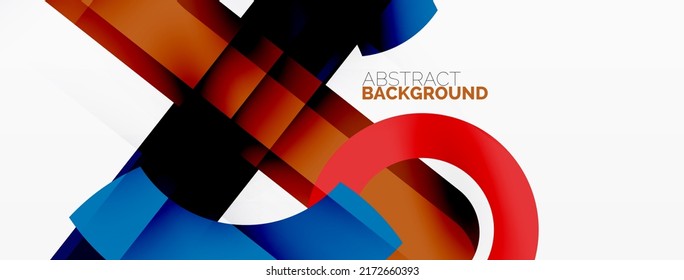 Minimalist geometric abstract background. Lines, circles with shadow effects composition wallpaper design