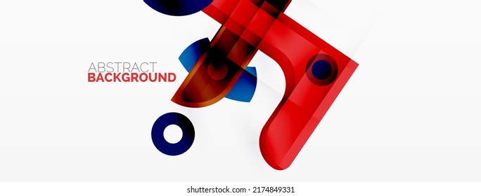 Minimalist geometric abstract background. Lines, circles with shadow effects composition wallpaper design