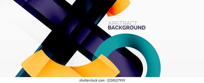 Minimalist geometric abstract background. Lines, circles with shadow effects composition wallpaper design