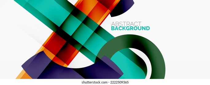 Minimalist geometric abstract background. Lines, circles with shadow effects composition wallpaper design