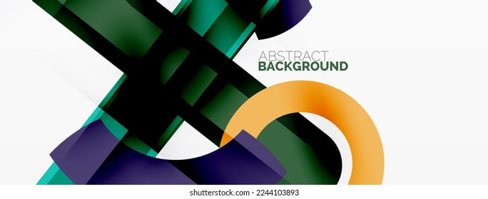 Fondo abstracto geométrico minimalista. Líneas, círculos con efectos de sombra composición diseño de fondo de escritorio