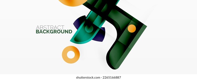Minimalist geometric abstract background. Lines, circles with shadow effects composition wallpaper design