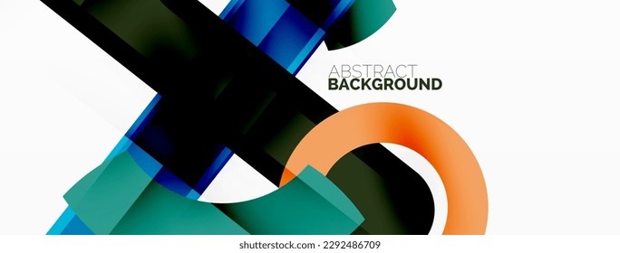 Minimalist geometric abstract background. Lines, circles with shadow effects composition wallpaper design