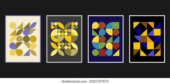 minimalist geometric abstract background with square triangle circle shape colorful