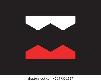 Minimalist Geometric Abstract Hourglass Shape in White and Red Graphic Icon