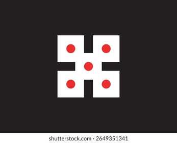 Minimalist Geometric Abstract Shape with Red Circle on White Square Element