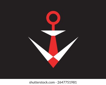 Minimalist Geometric Anchor with Triangular Flukes Nautical Symbol on Black Background