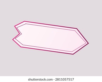 Minimalist geometric arrow shape with pink outline and dotted centerline in vector format.