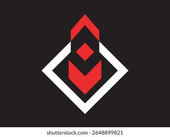 Forma de Emblema de Ponta de Seta Geométrica Minimalista com Ilustração de Contêiner Quadrado