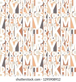 Minimalist geometric art-deco letters in soft retro colours, seamless pattern